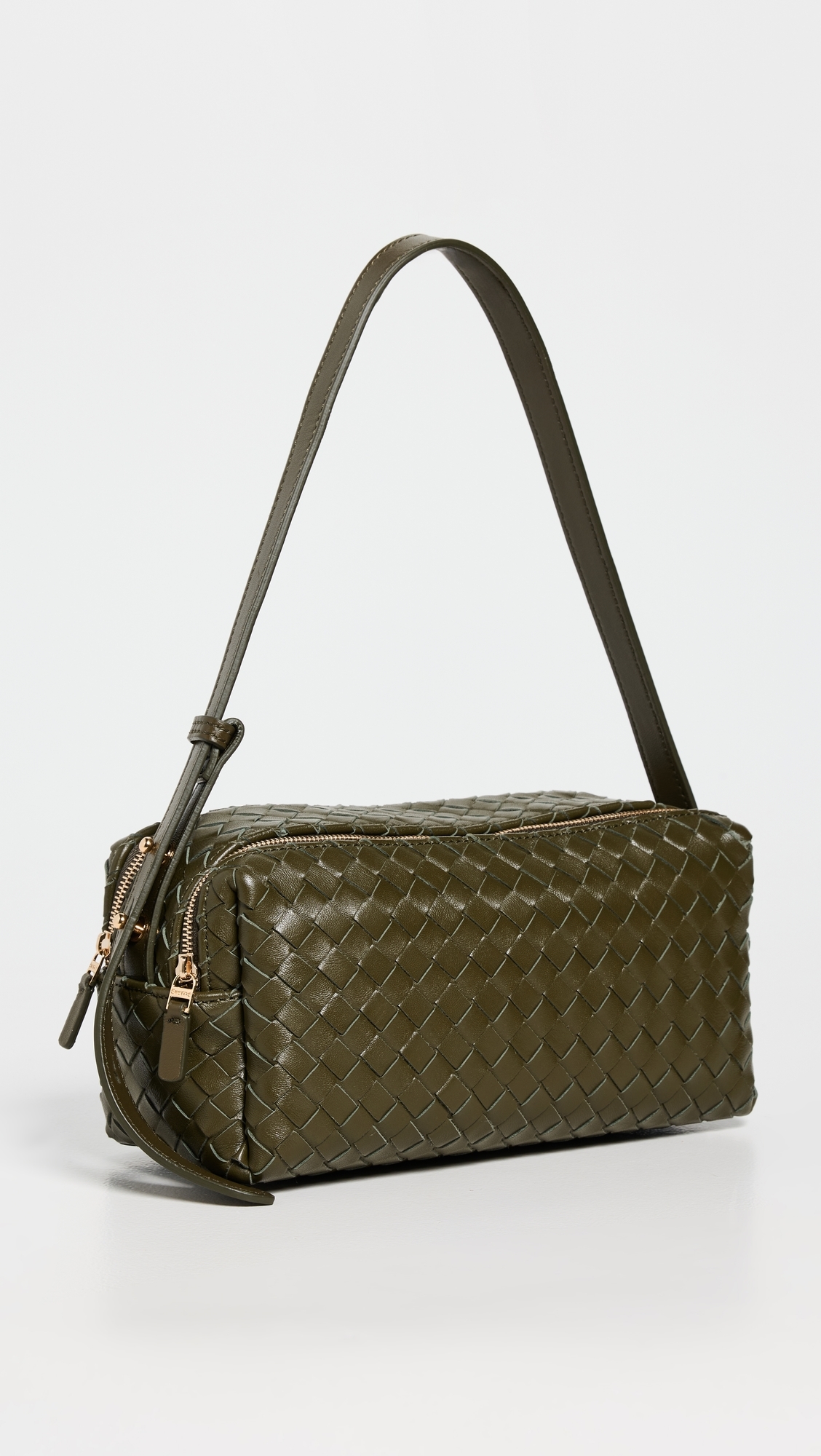 Elleme Trousse Woven Leather Shoulder Bag Olive Green One Size