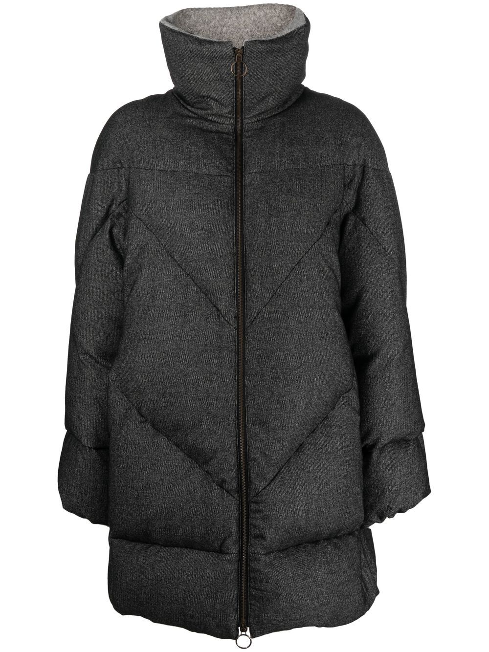 Quilted shearling-lined coat - Grey