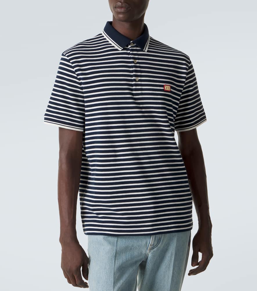 VLogo striped cotton polo shirt