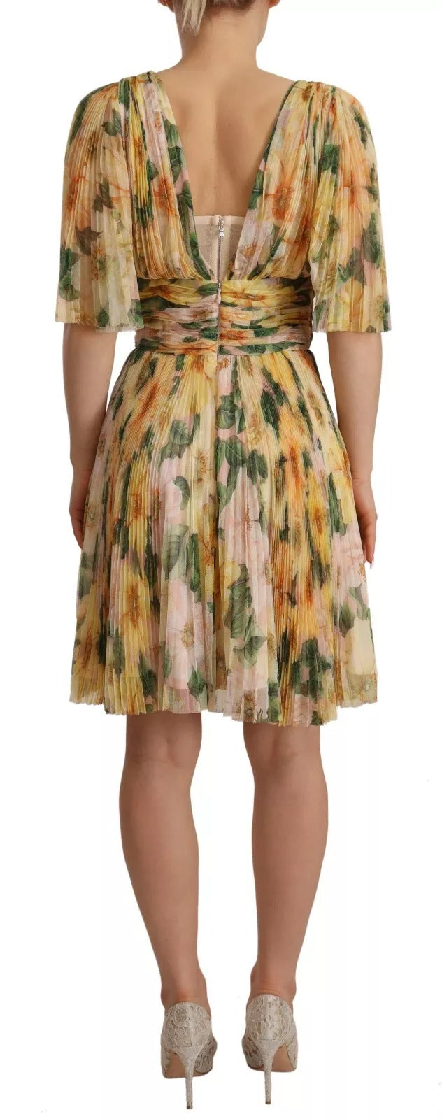 Pleated Maxi Dress — Yellow