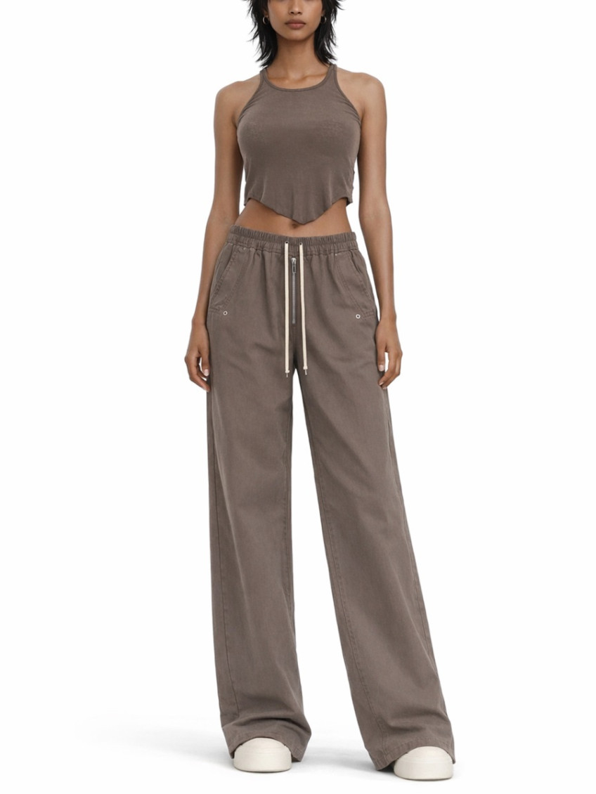 Brown Solid Scoop Neck Top