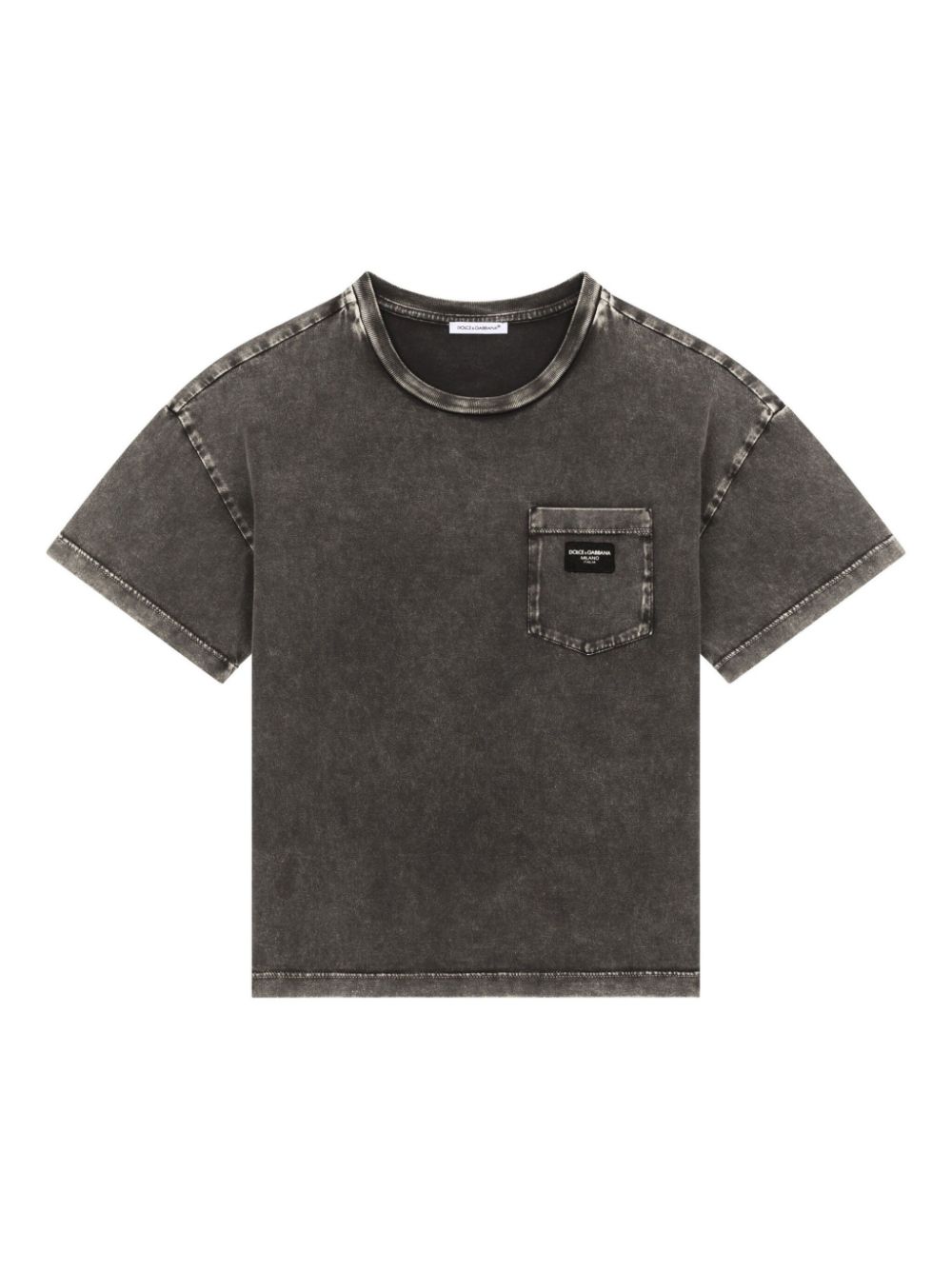 Logo-appliqué faded cotton T-shirt - Grey