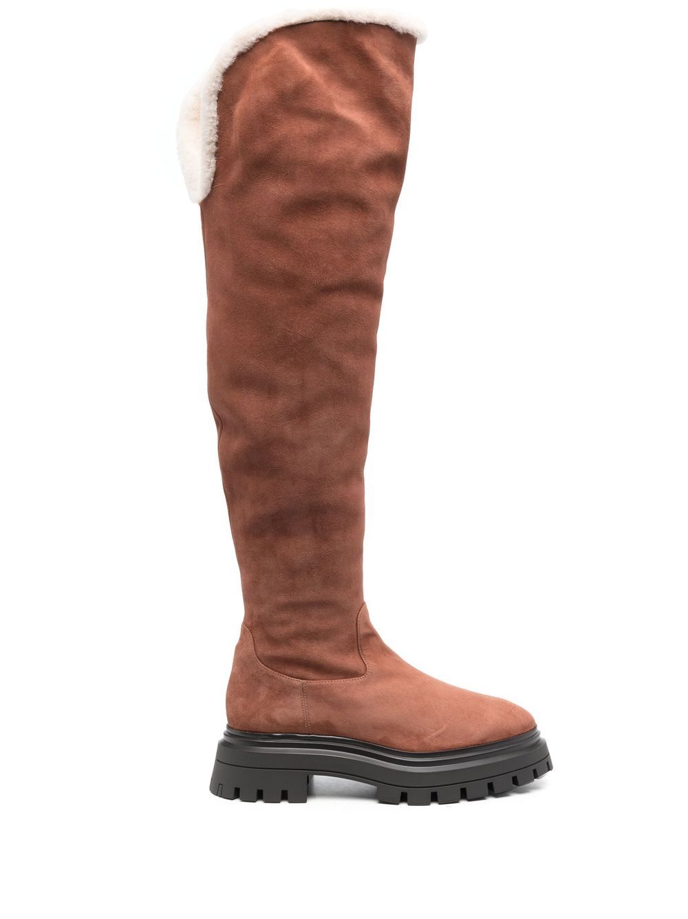Bedford suede thigh-high boots - Brown