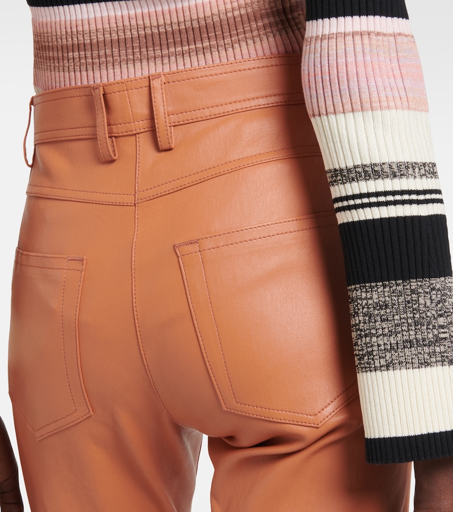 High-rise leather pants