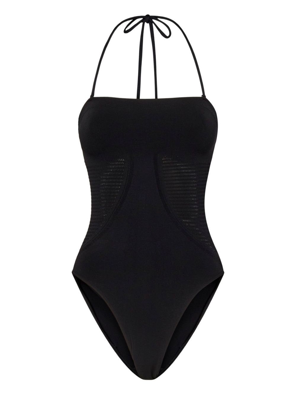 Halter-neck mesh swimsuit - Black