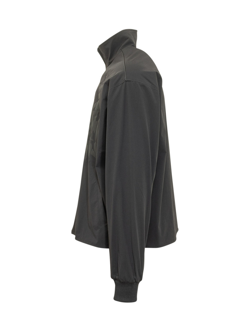 Black Graphic Mock Collar Jacket