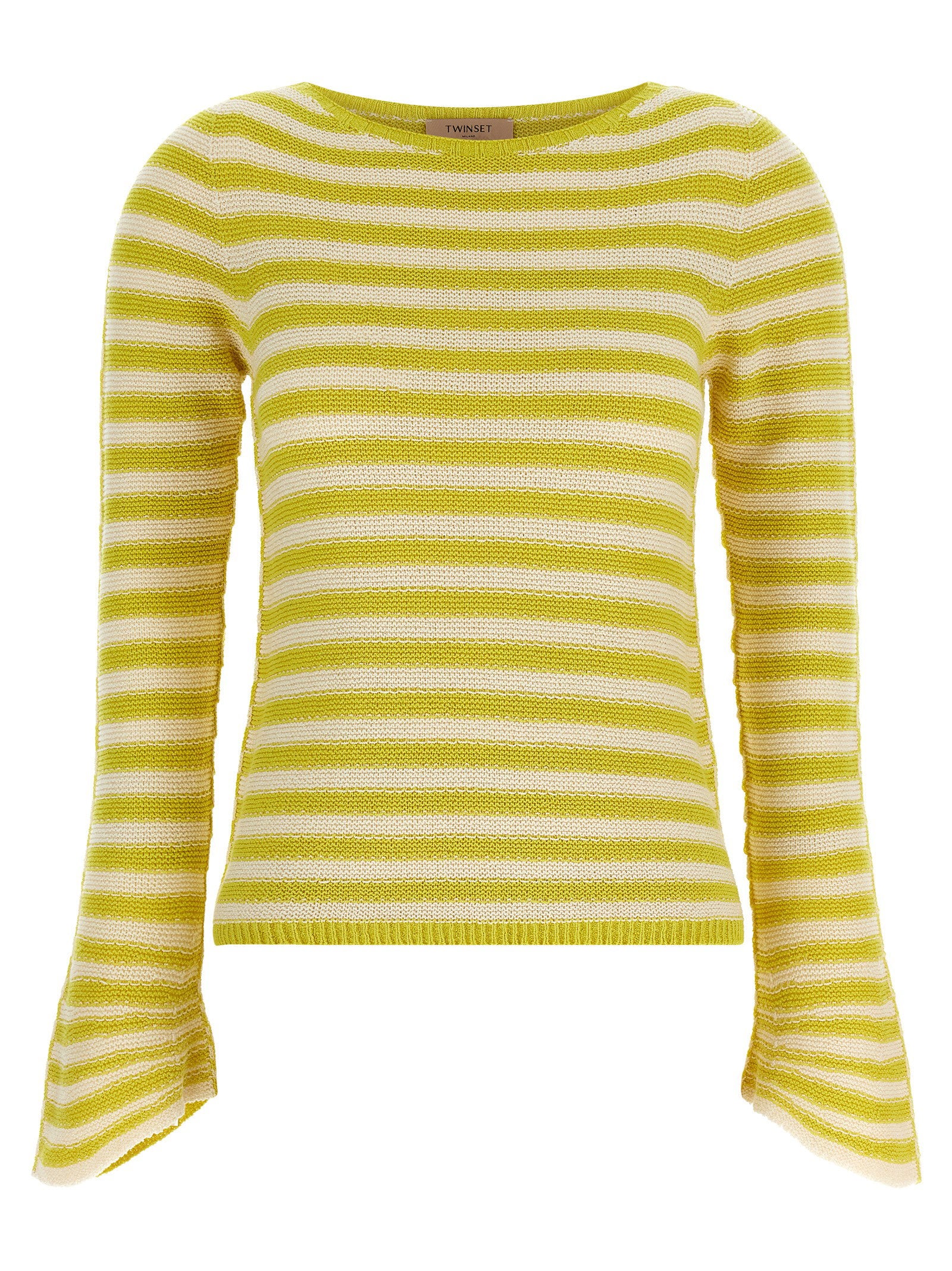 Striped Cotton Blend Sweater — Yellow