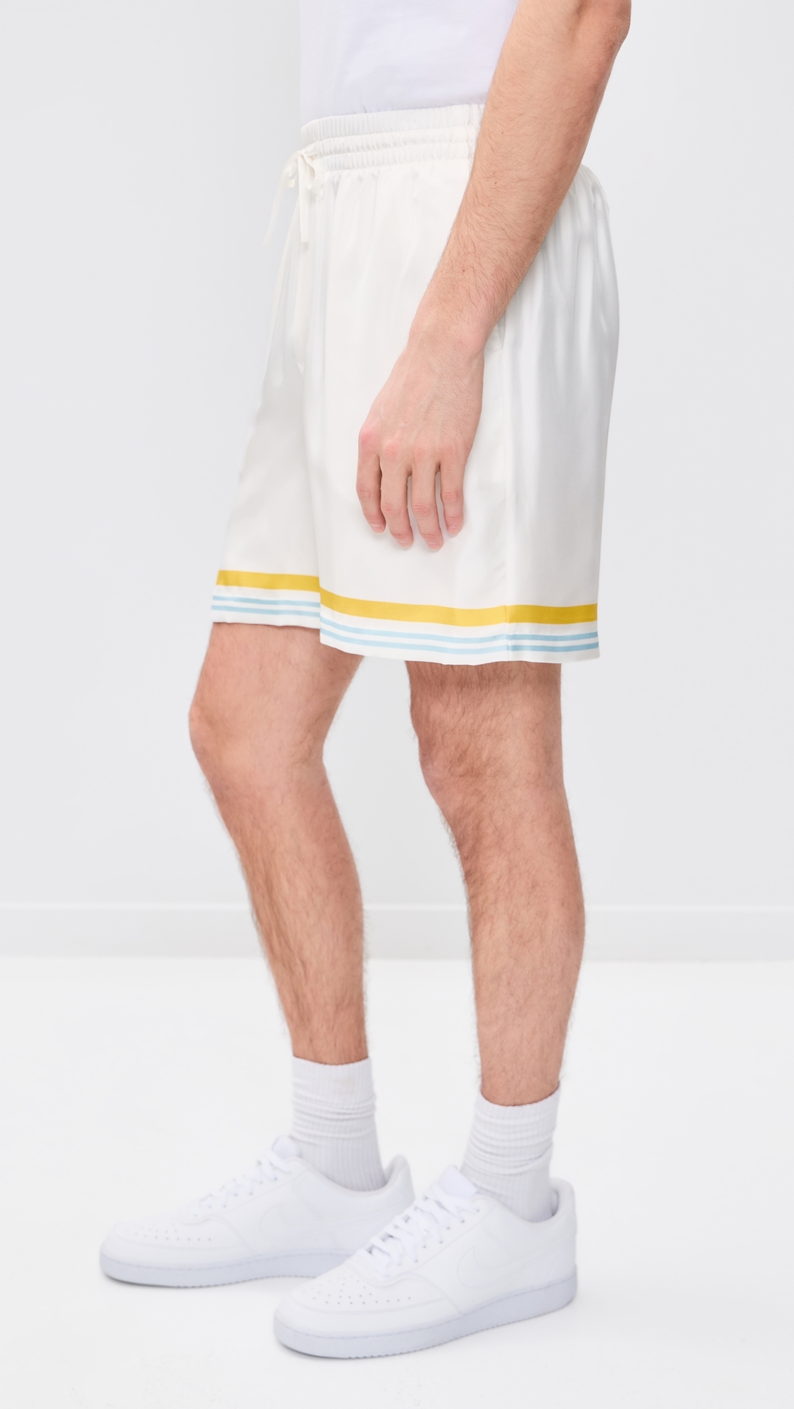 Tennis Landscape Silk Shorts White