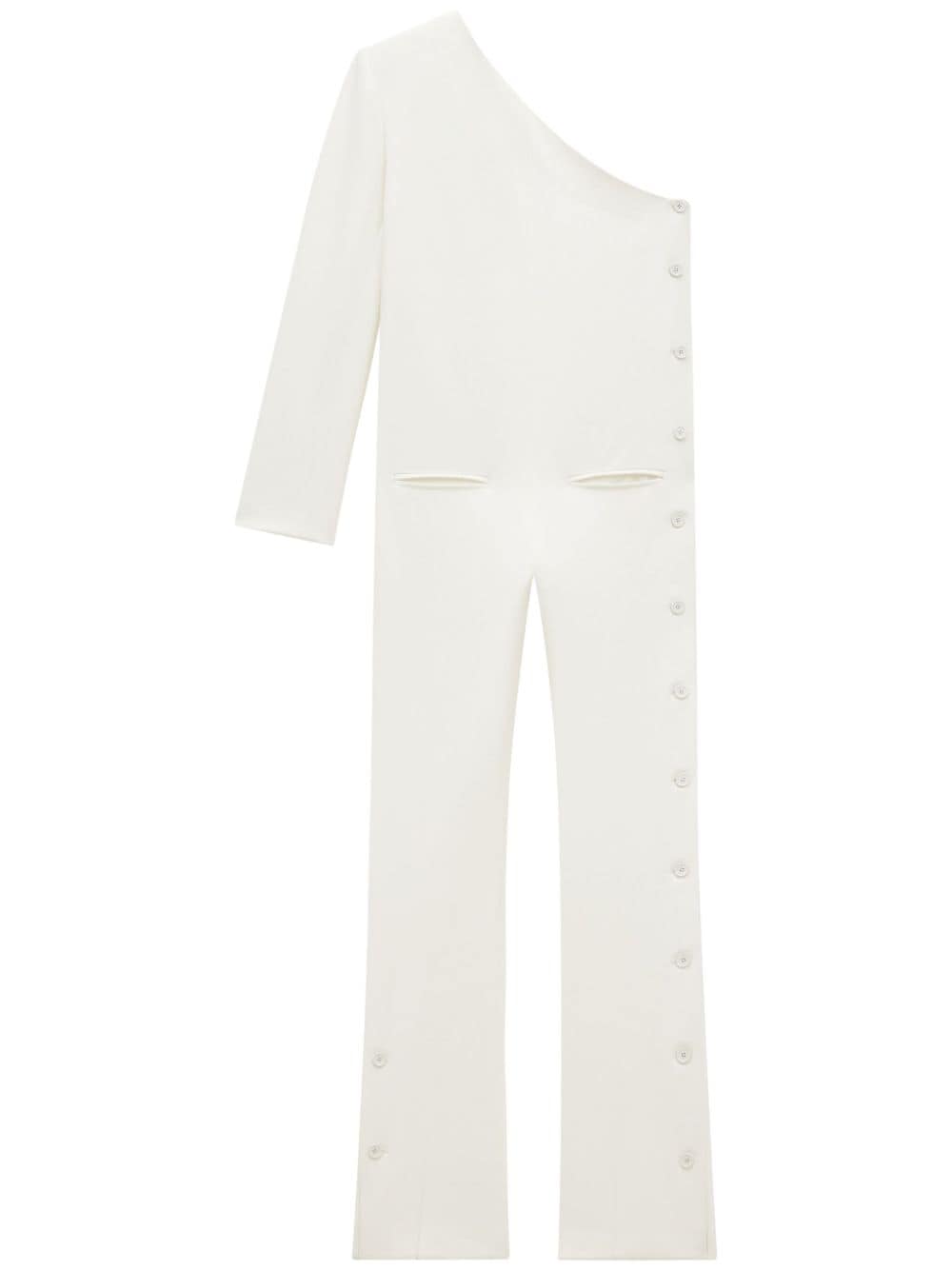 Asymmetric crepe jumpsuit - White