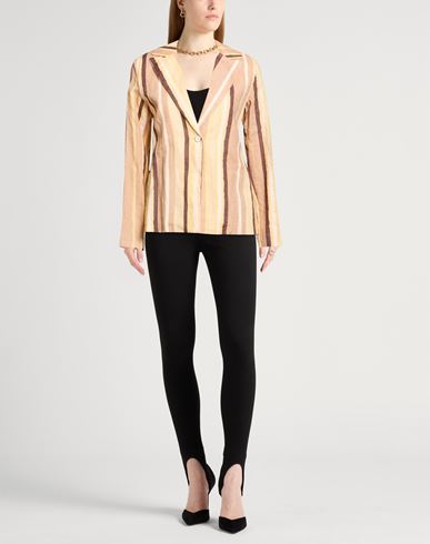 Woman Blazer Beige Size M Linen