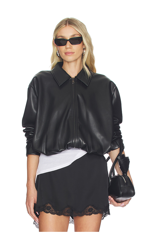 Elodie the Label Kael Vegan Leather Jacket in Black. L. Also in M, S