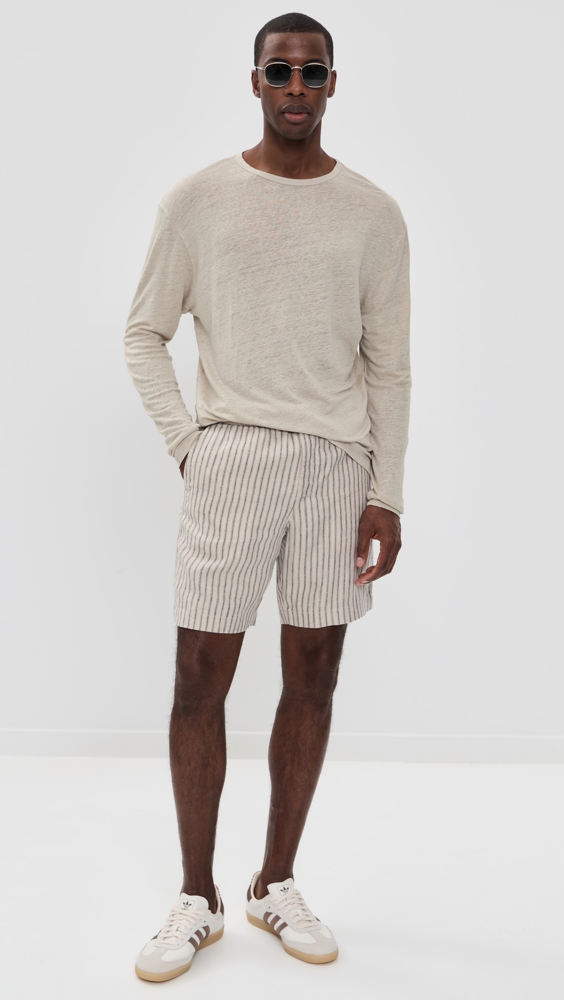 Linen Long Sleeve Sun Tee Bone