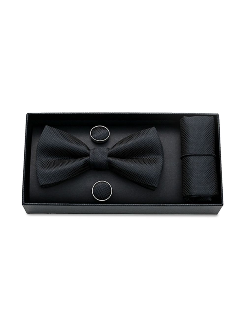 Crosshatch bow tie set - Black