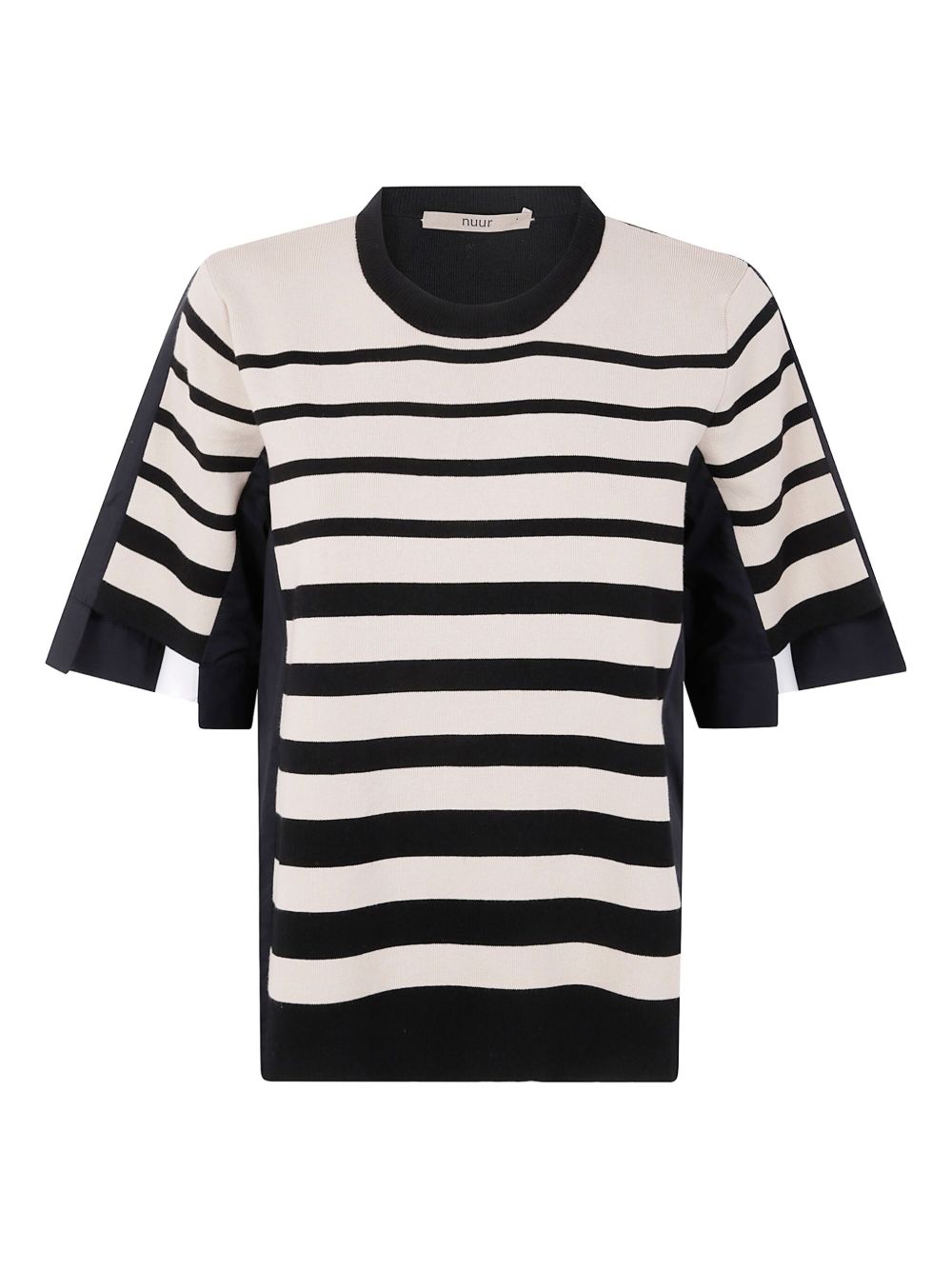 Striped panelled top - Black