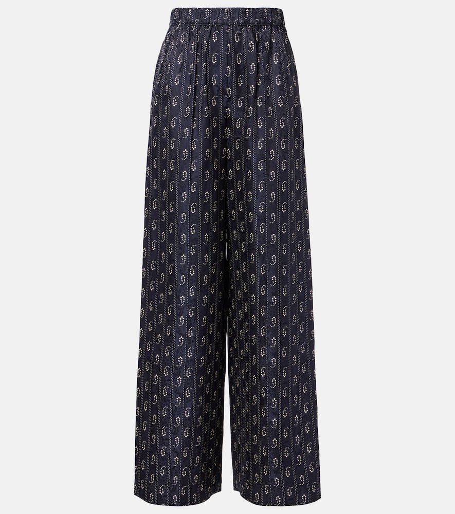 Paisley jacquard wide-leg pants