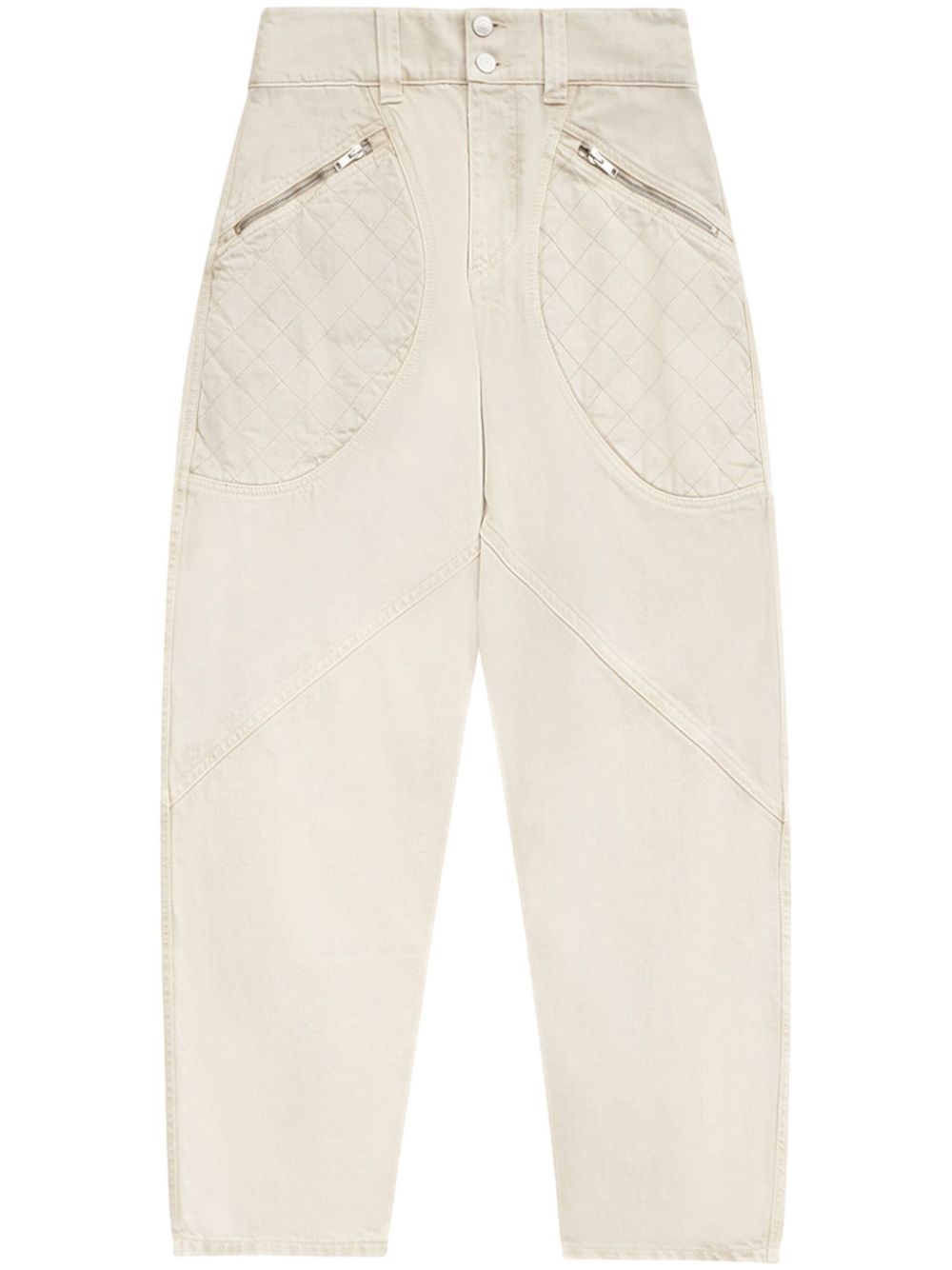 Quilted cotton jeans - Neutrals