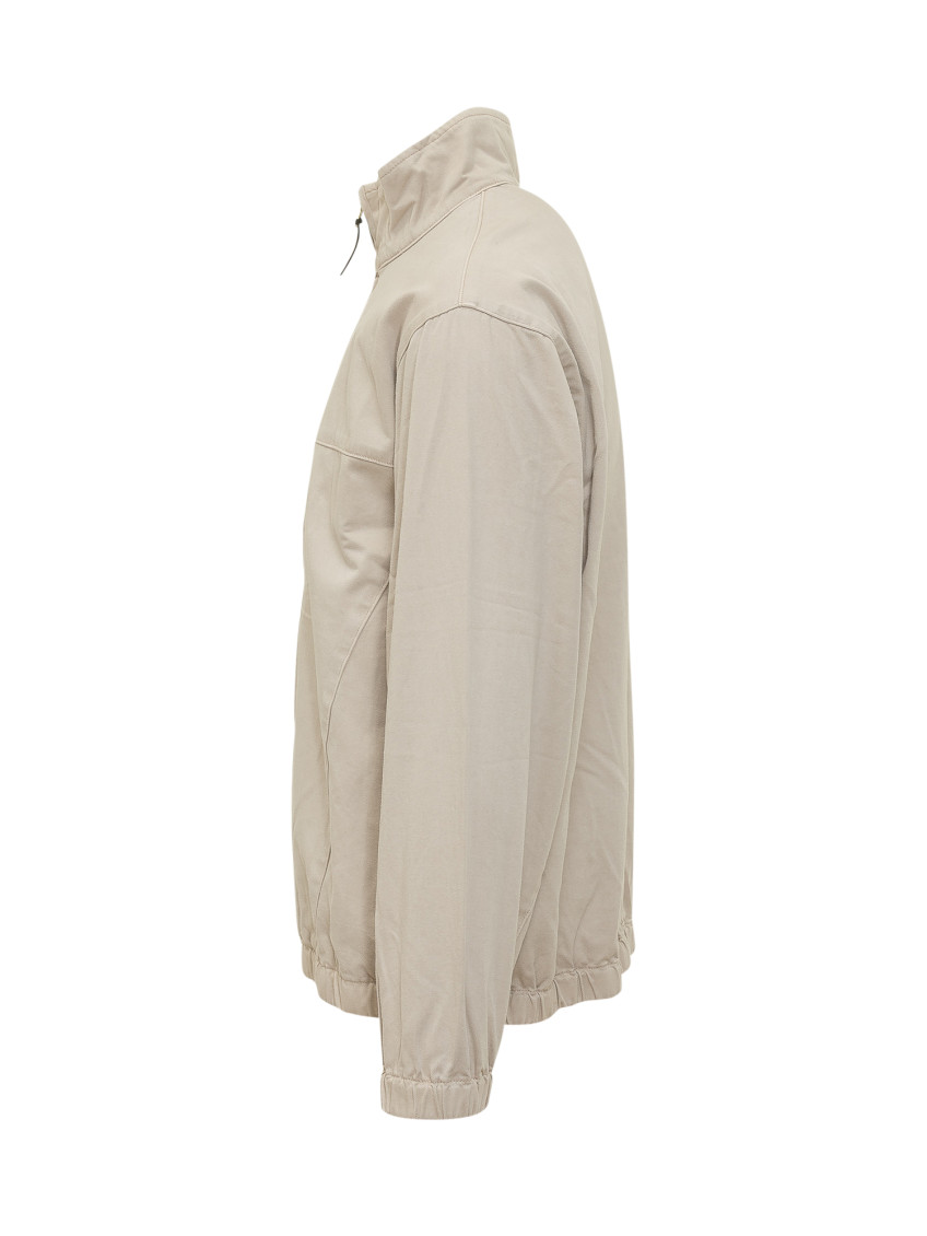 Beige Solid Mock Collar Jacket
