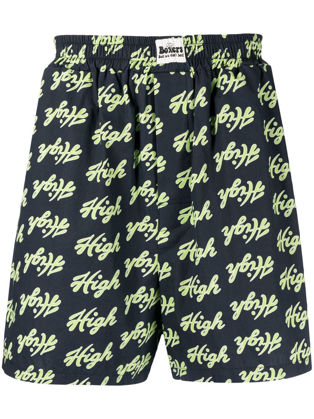 Slogan-print cotton shorts - Blue