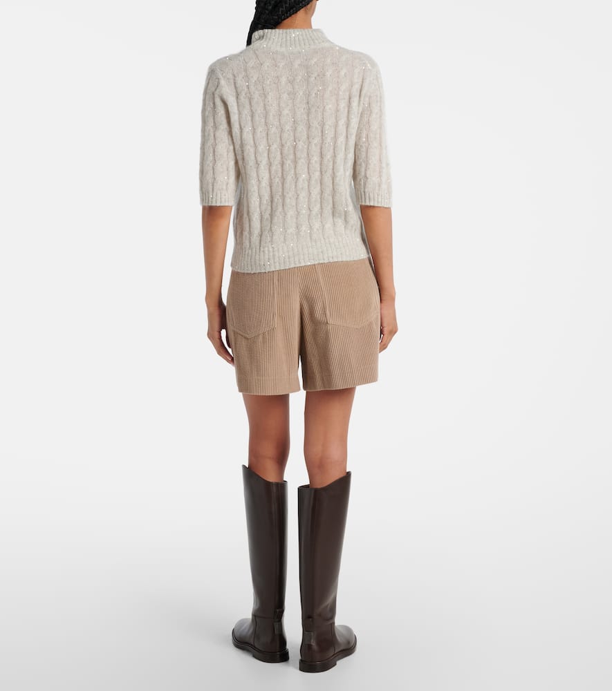 Sequined cable-knit sweater
