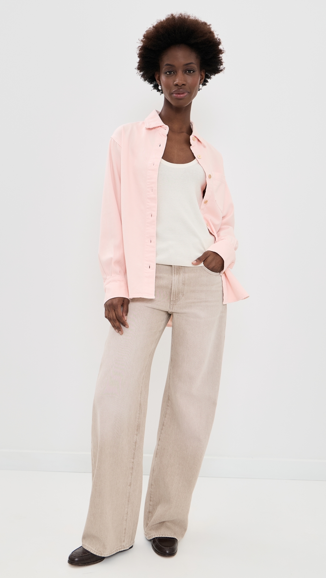 Faye Oversized Button Down Shirt Ballet Aura