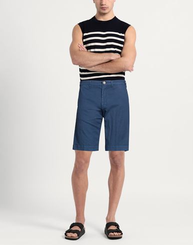 Man Shorts & Bermuda Shorts Navy Size 32 Cotton, Linen, Elastane