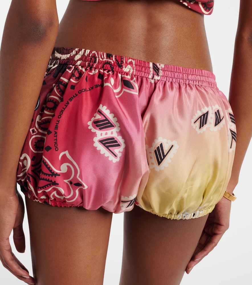 Printed silk shorts