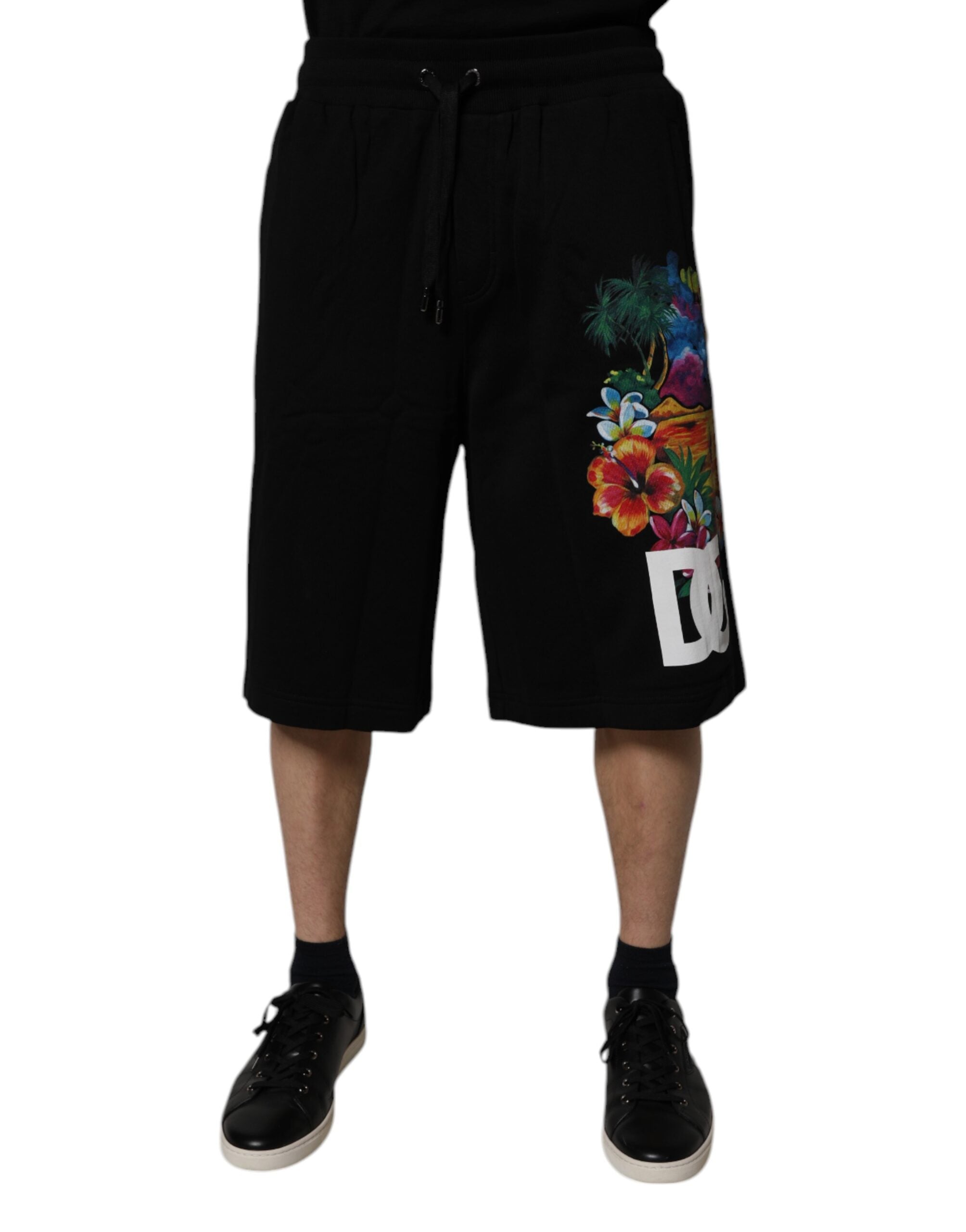 Logo Floral Print Bermuda Shorts — Black