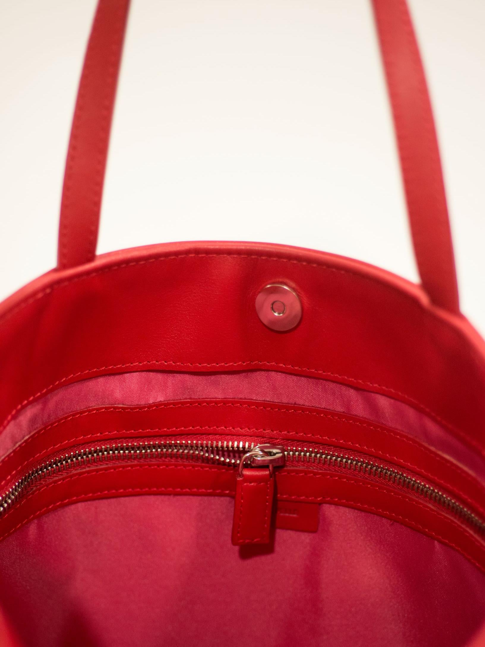 La Rose La Rose Leather Tote Bag Red