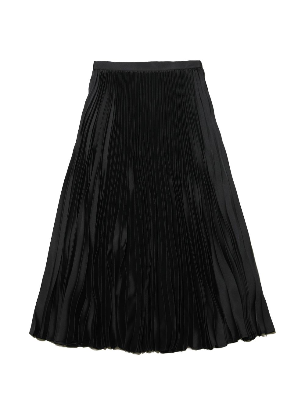 Pleated Midi Skirt — Black