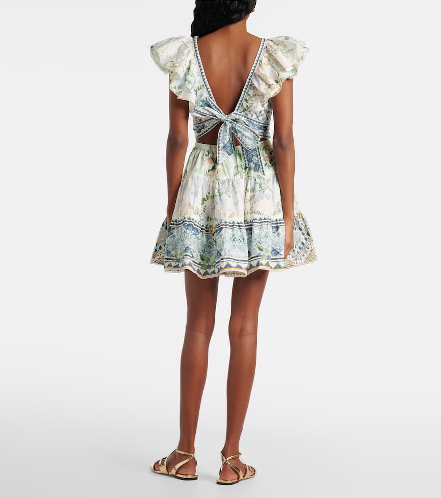 Crystal-embellished cotton minidress