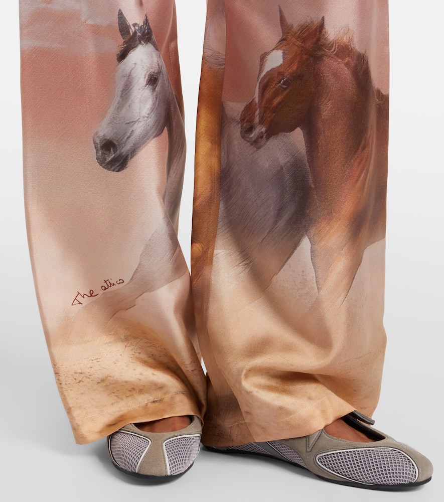 Printed silk twill palazzo pants