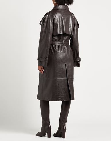 Woman Overcoat & Trench Coat Dark brown Size 4 Polyurethane, Polyester