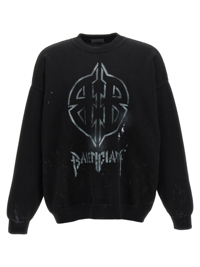 -Logo Sweater Maglioni Bianco/Nero-Uomo
