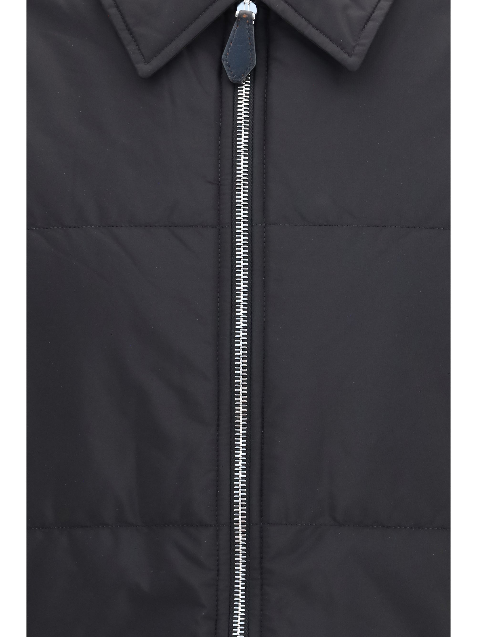 Padded Nylon-Front Fleece Wool Jacket — Black