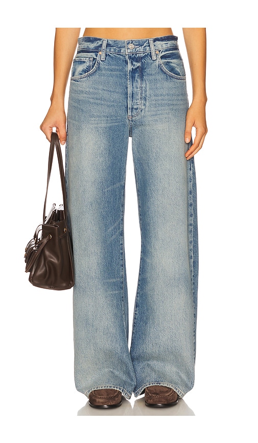 PAIGE Arellia Barrel Leg Jeans With Covered Buttonfly in Terrin.  34 also in 23, 24, 25, 26, 27, 28, 29, 30, 31