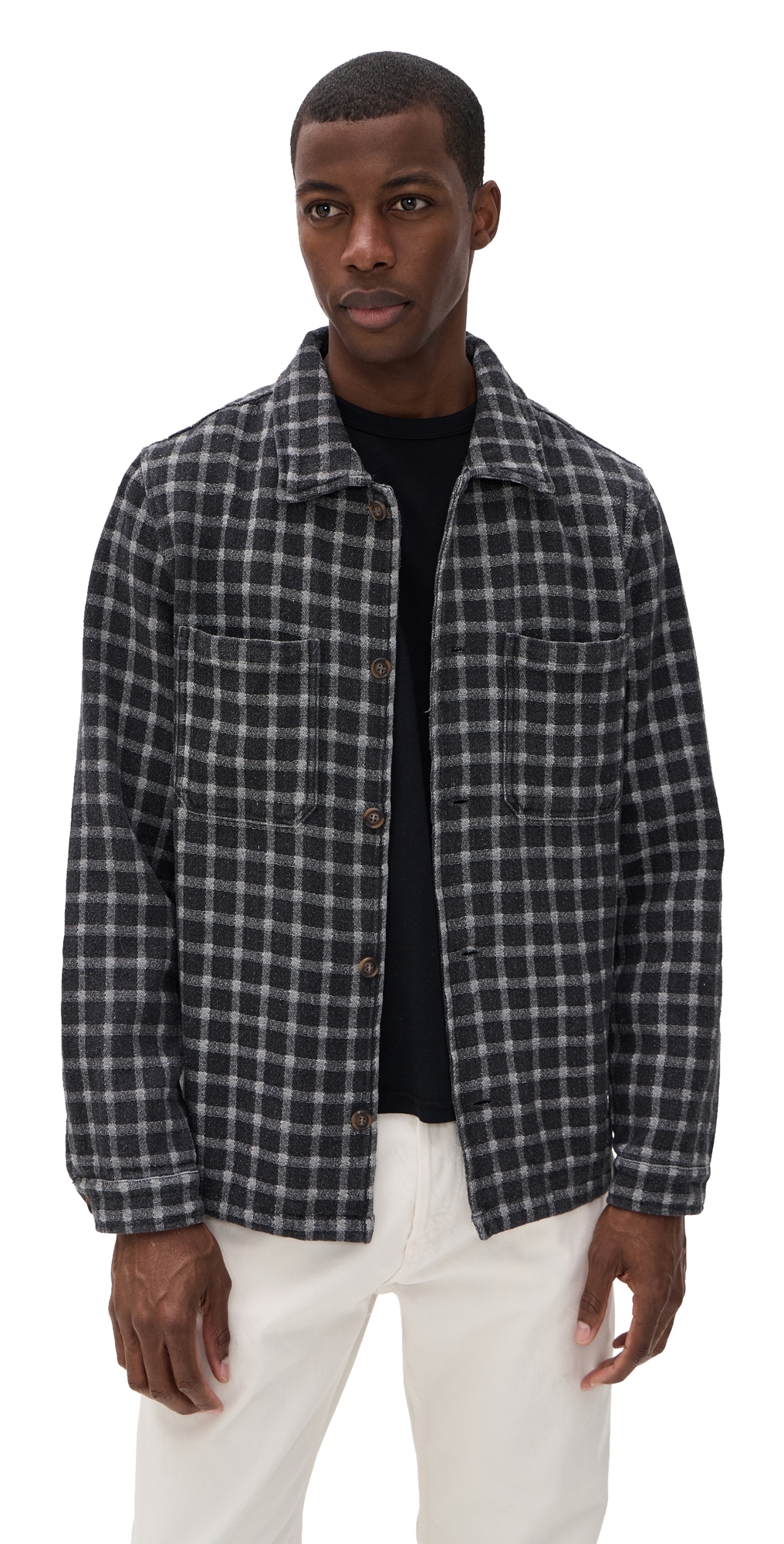 Jacquard Check Shirt Charcoal