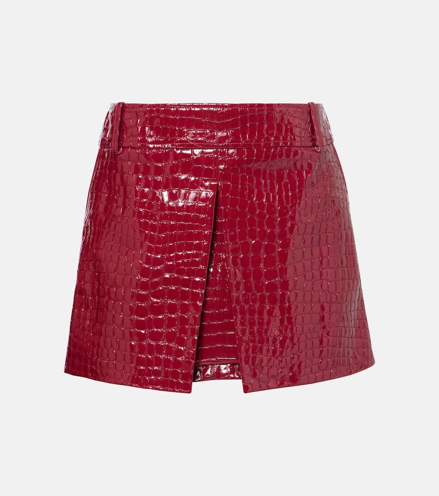 Croc-effect leather miniskirt