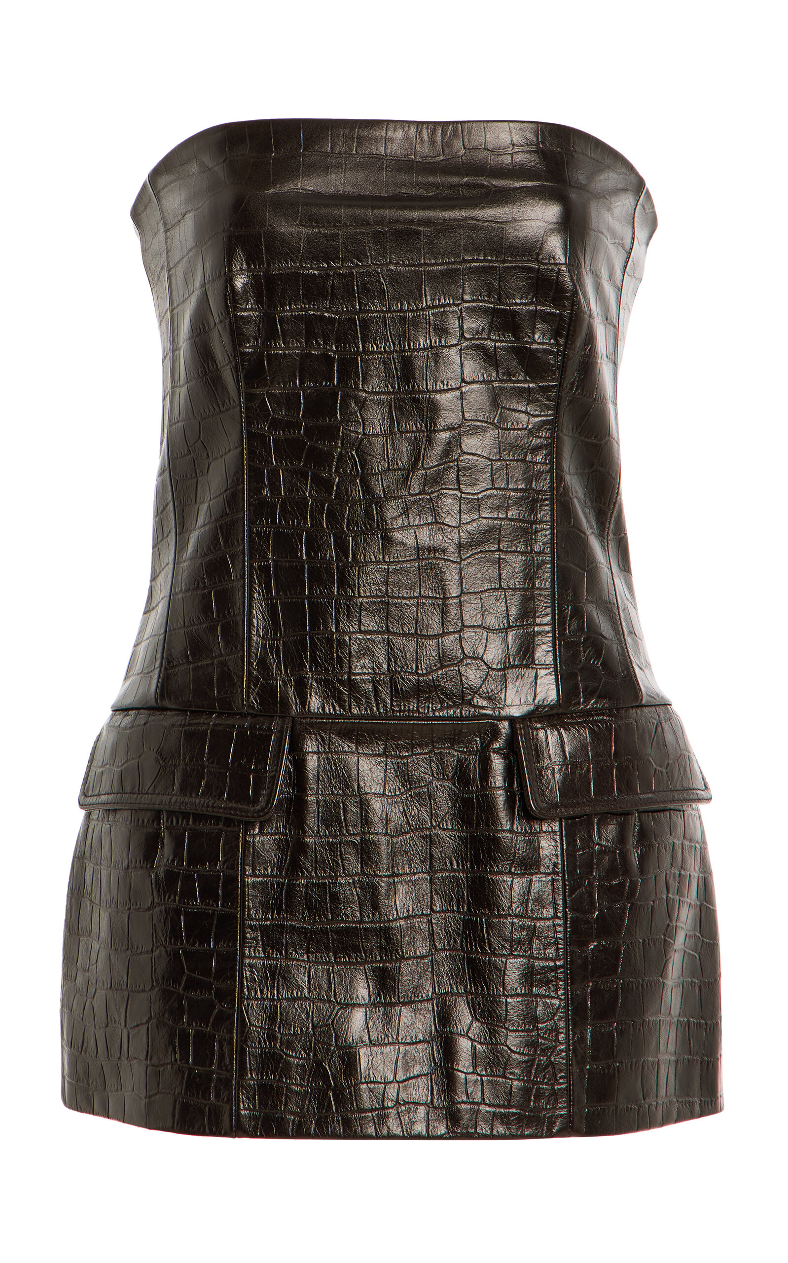Strapless Croc-Embossed Leather Strapless Top