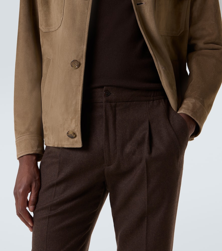 Virgin wool flannel tapered pants