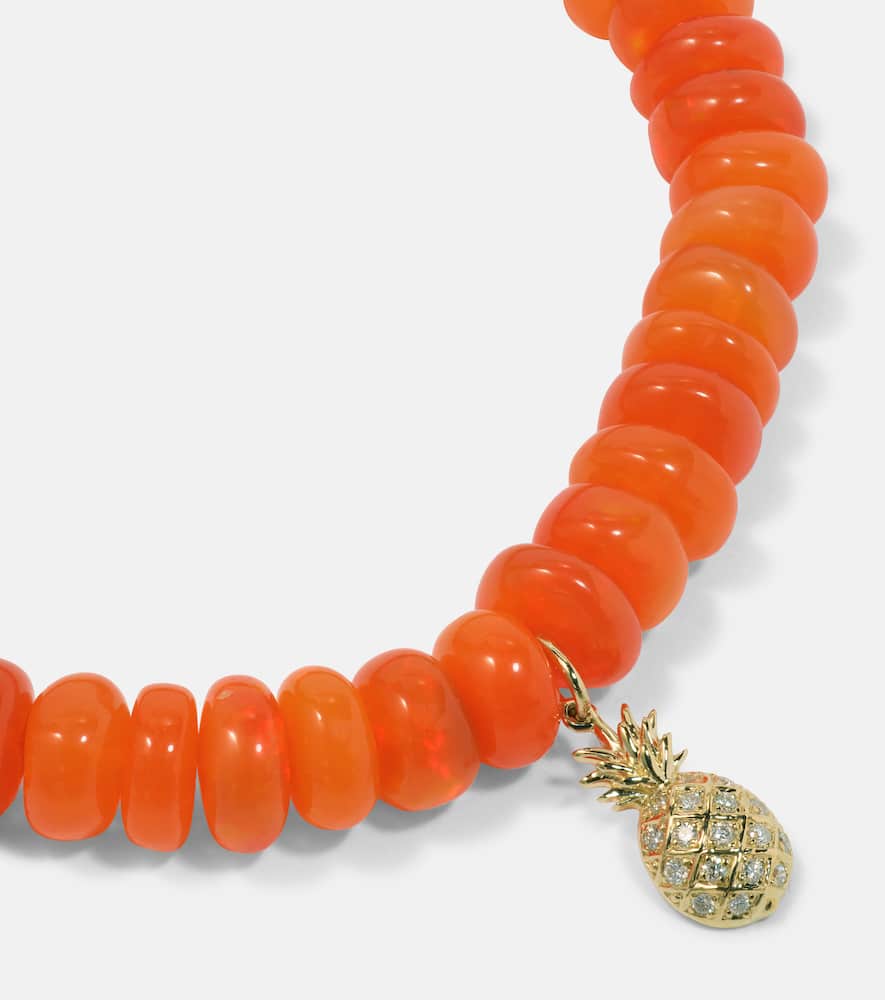 Pineapple 14kt gold bracelet with opals and diamonds