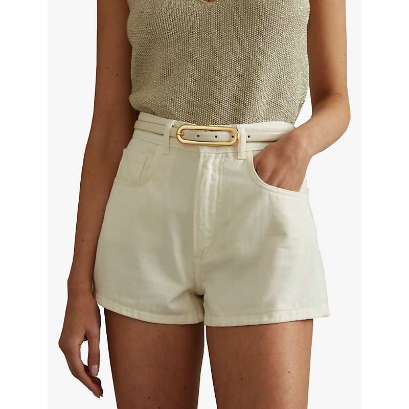 Womens Off White Chaya Elongated-buckle Leather Belt