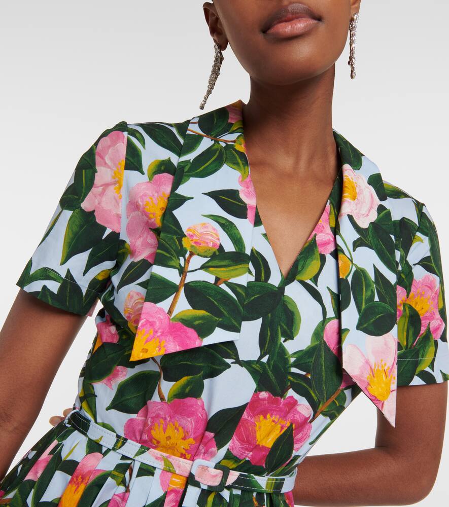 Floral cotton poplin midi dress