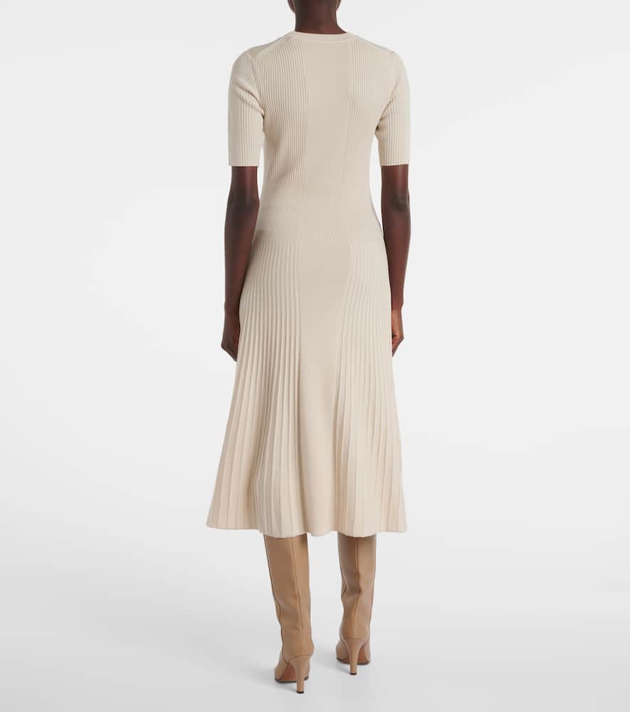 Ribbed-knit wool midi dress