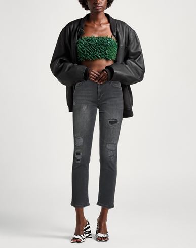Woman Jeans Black Size 26 Cotton, Elastane