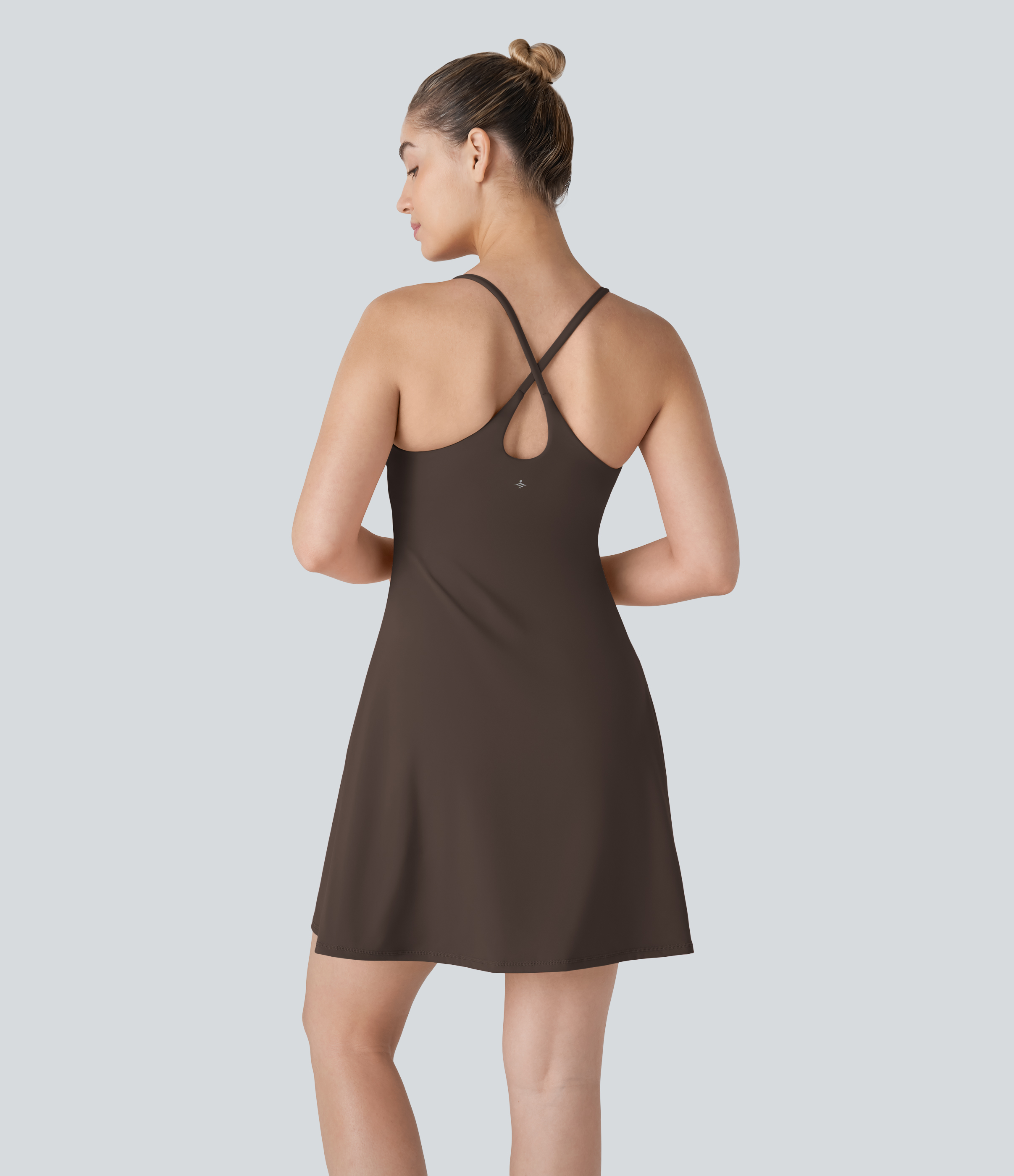 SoftlyZero™ Plush Backless Active Dress-Longer Length-Easy Peezy Edition Workout Dress - Chocolate Martini