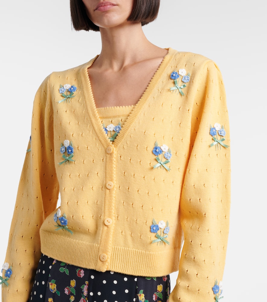 Merinda embroidered pointelle wool cardigan