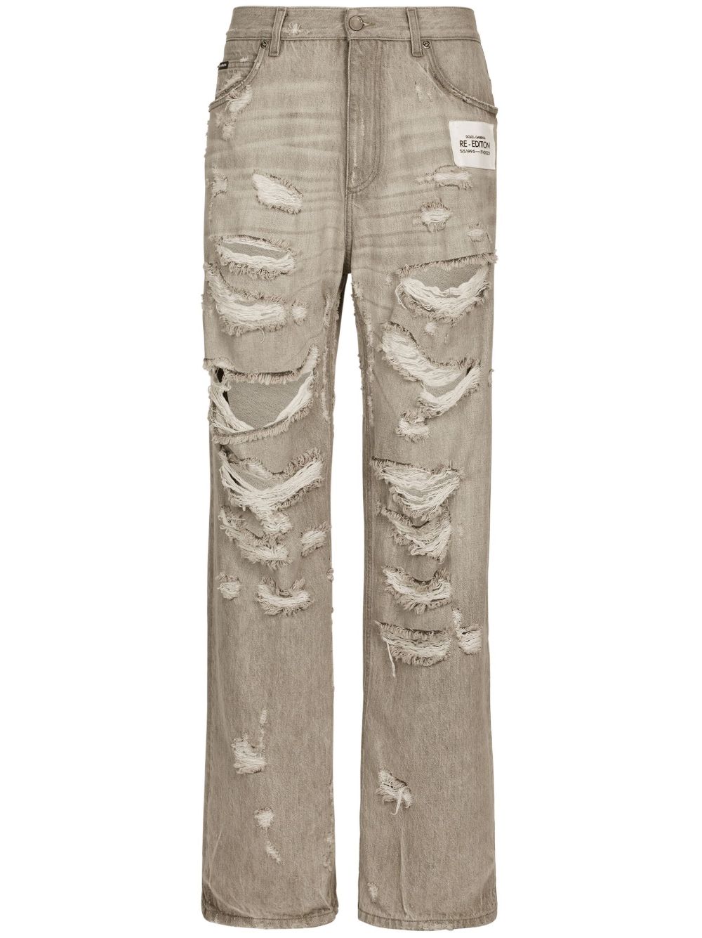 Distressed straight-leg jeans - Grey