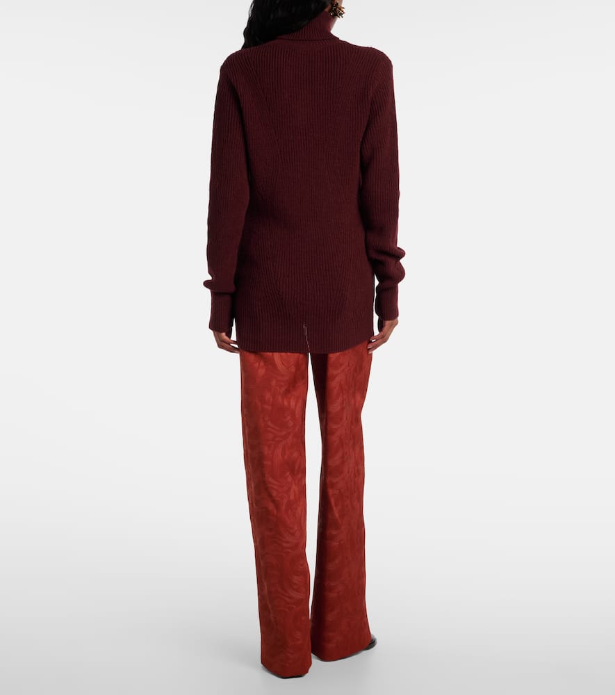 Ribbed-knit wool turtleneck sweater