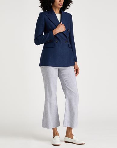 Woman Blazer Navy Size 2 Linen, Wool