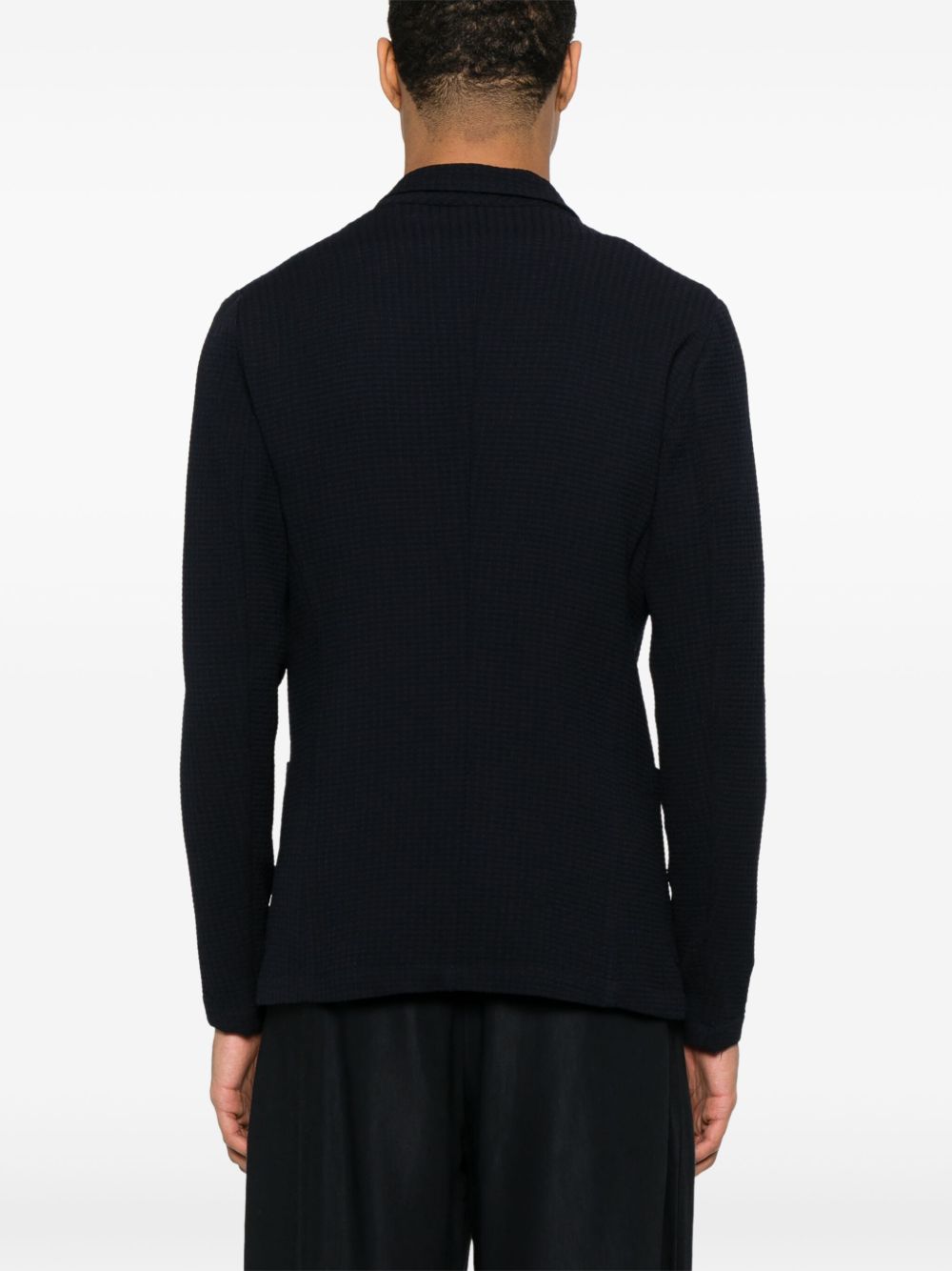 Regular Fit Asymmetric Textured Wool Blazer